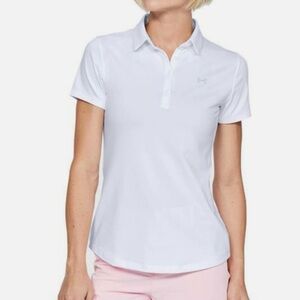 NWT Under Armour Heat Gear Women's White Golf Polo Shirt M UPF 50
